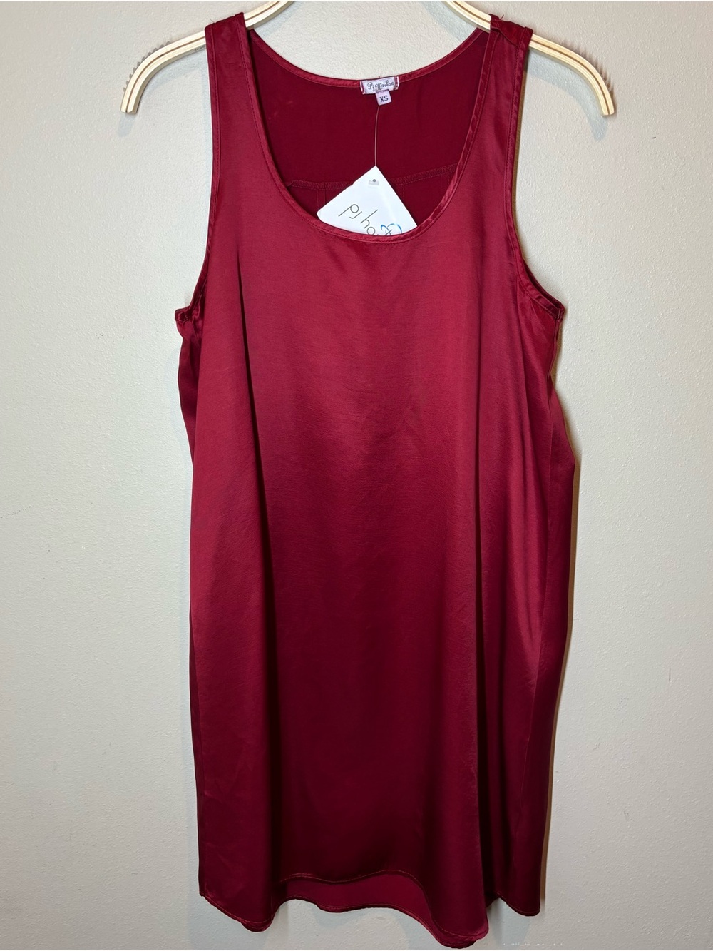 PJ Harlow Nightgown, sleep shirt, tank, ruby red, Silk Blend, XS, New!